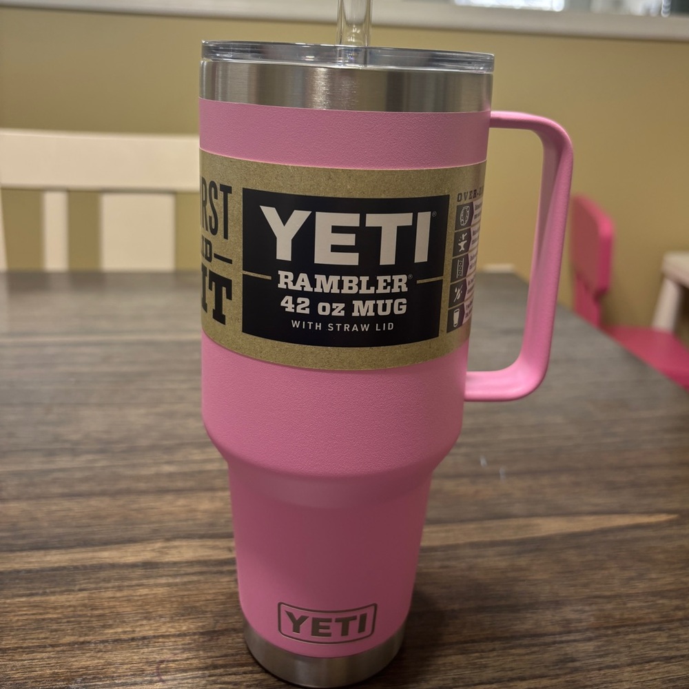 YETI Rambler Pink 42 oz Mug with Straw Lid